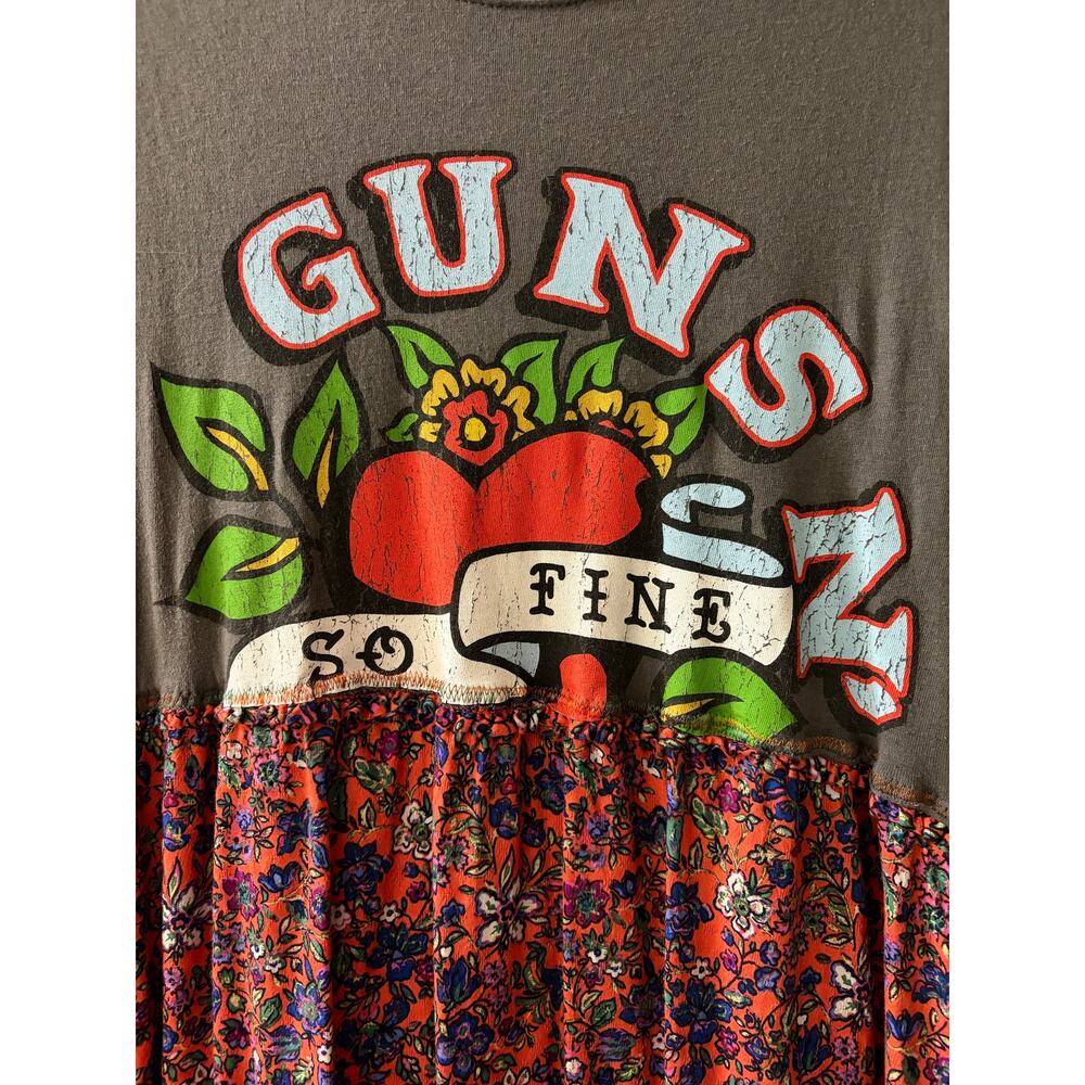 Guns n Roses Graphic Band T-Shirt Tiered Maxi Skirt Dress size Large - Picture 2 of 10
